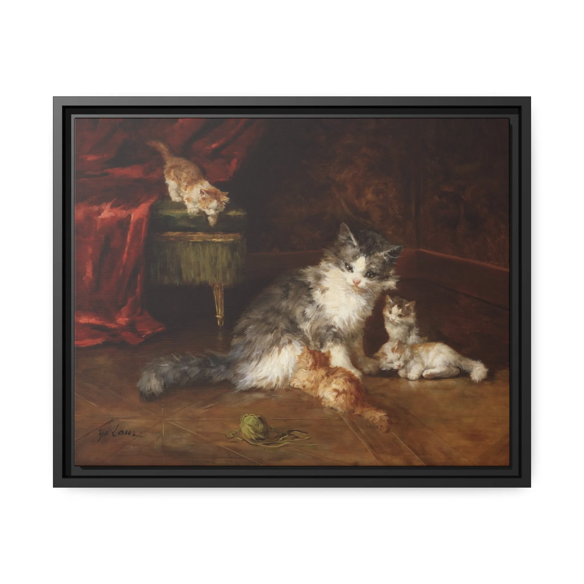 Marie Yvonne Laur: "Motherly Love" - Framed Canvas Reproduction