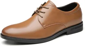 Men Oxford Leather Dress Shoes Pointed Toe Classic Brogue Lace Up Tuxedo Wedding Formal Business Comfortable Genuine Leather