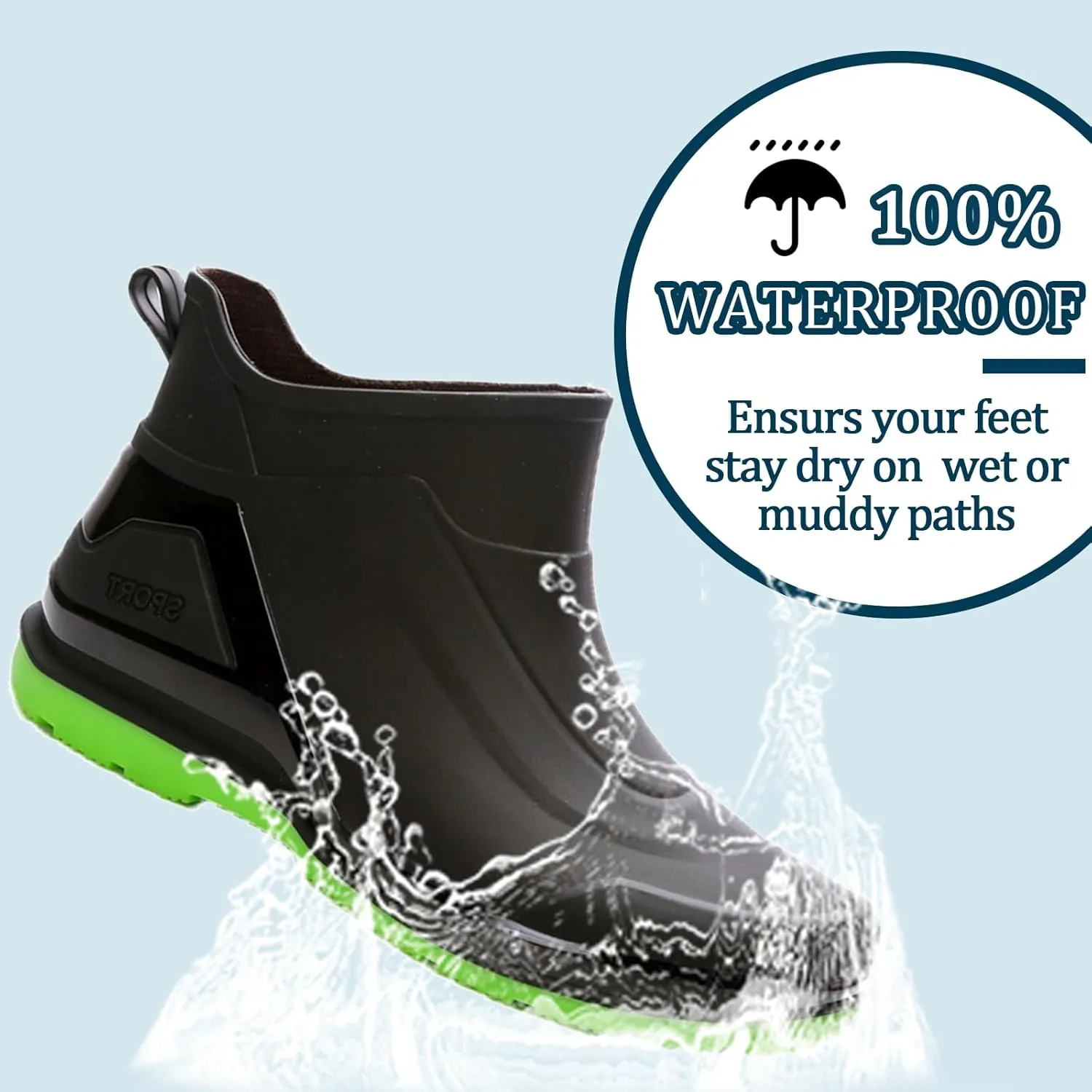 Men Rain Boots Waterproof Ankle Boots Outdoor Garden Shoes