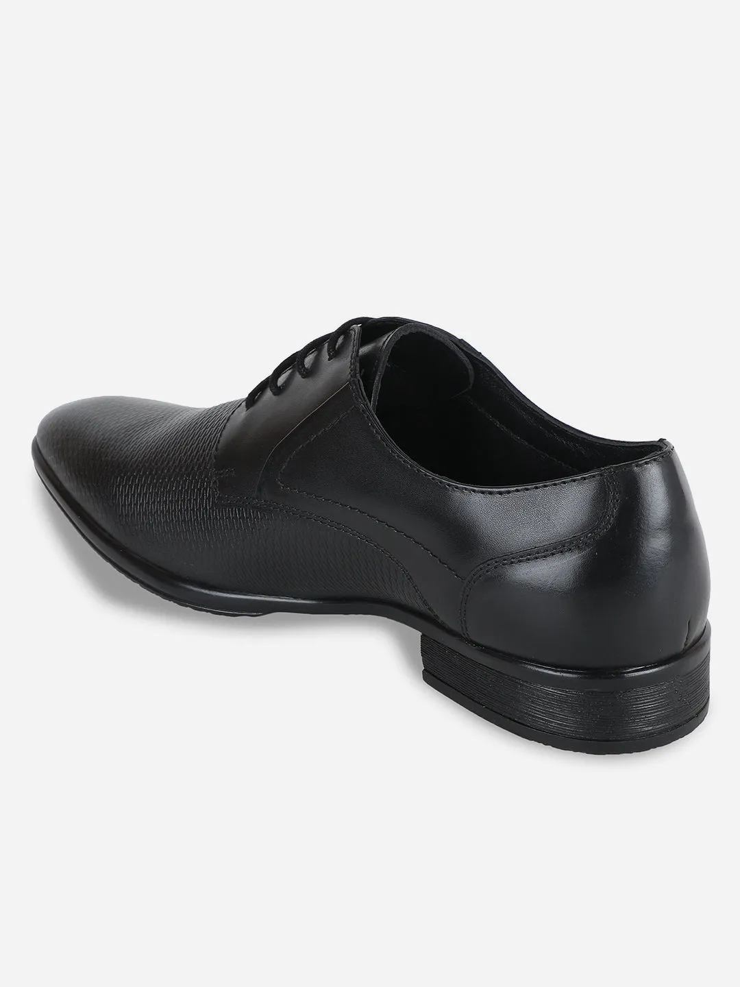 Men's Black Embossed Pattern  Regular Toe Lace Up Formal  (ID2100)