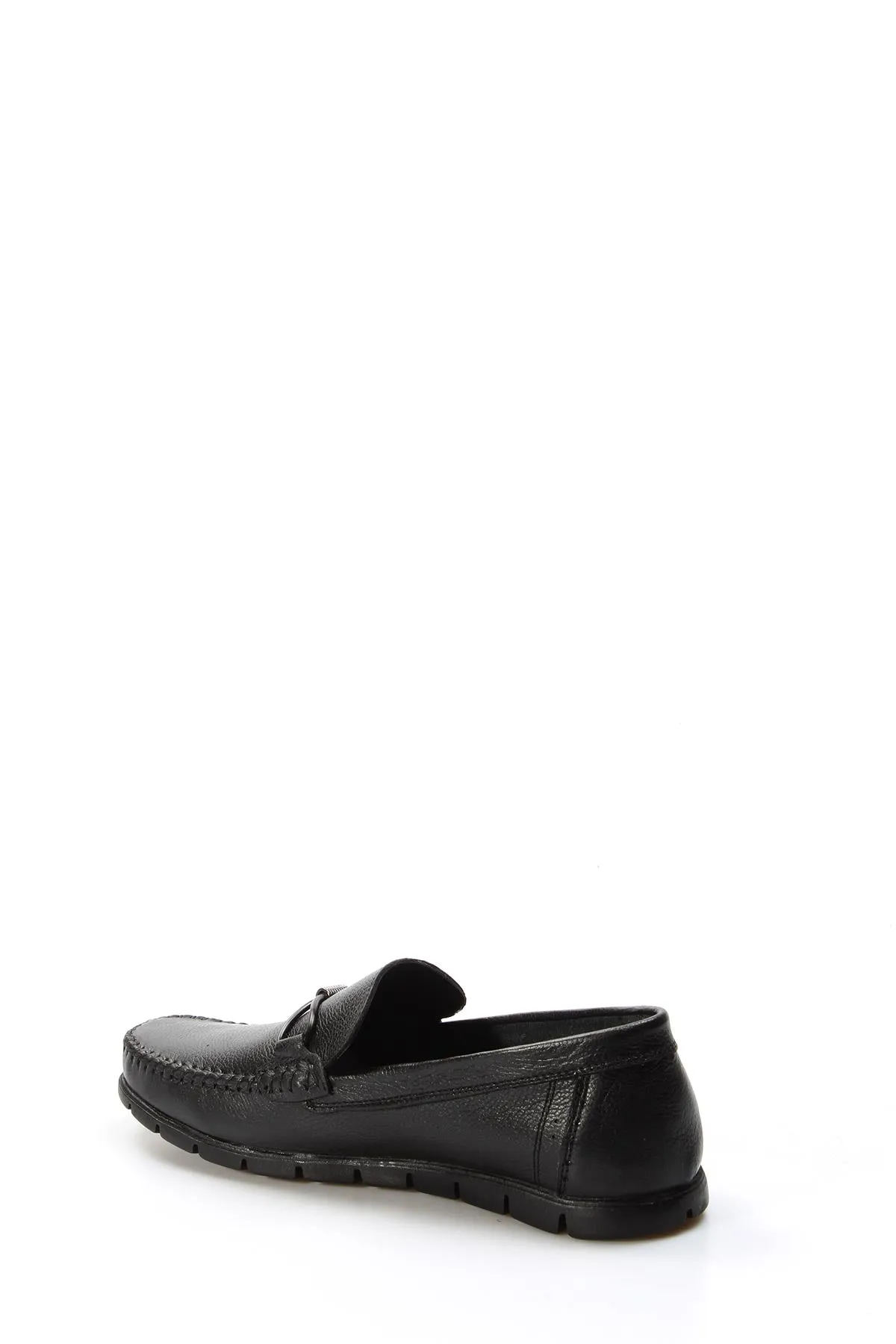 Men's Black Leather Driving Loafers-Wessi