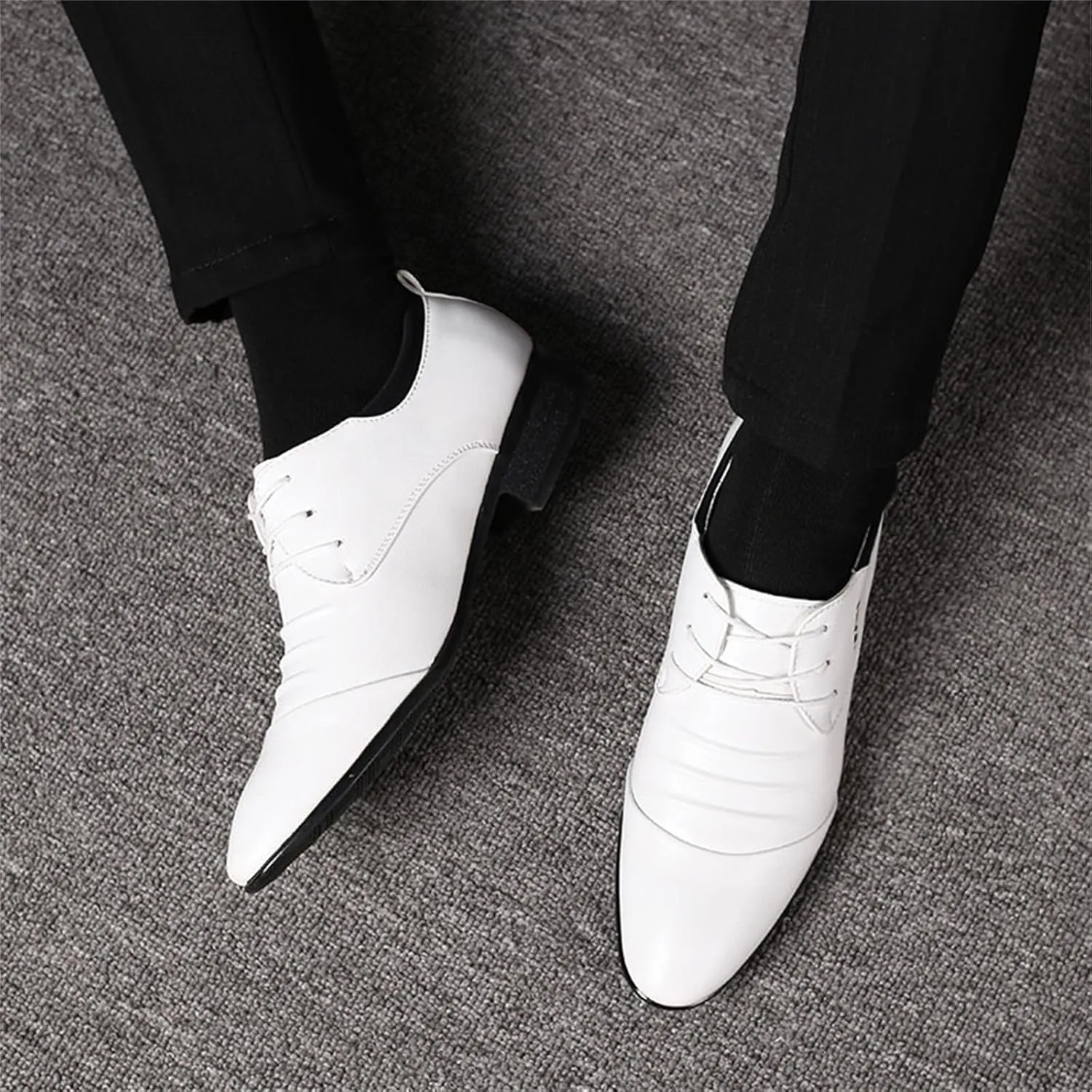 Men's Dress Shoes Classic Pointed-Toe Oxfords Shoes Lace Up Wedding Shoes Business Formal Modern Loafers Shoes