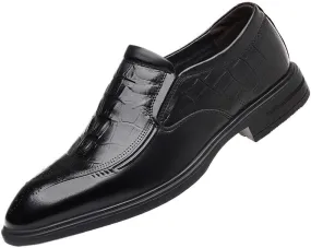 Men's Genuine Leather Platform Slip-On Oxfords Business Casual Derby Shoe