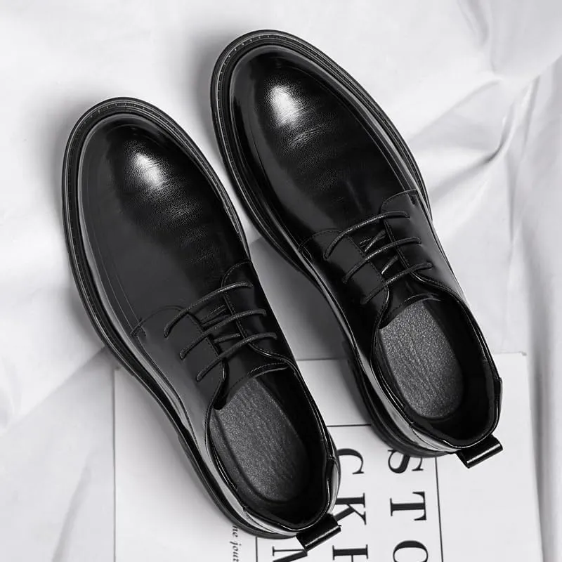 Mens Pointed Toe Oxfords Shoes Fashion Genuine Leather Derby Fashion Formal Tuxedo Walking Shoes