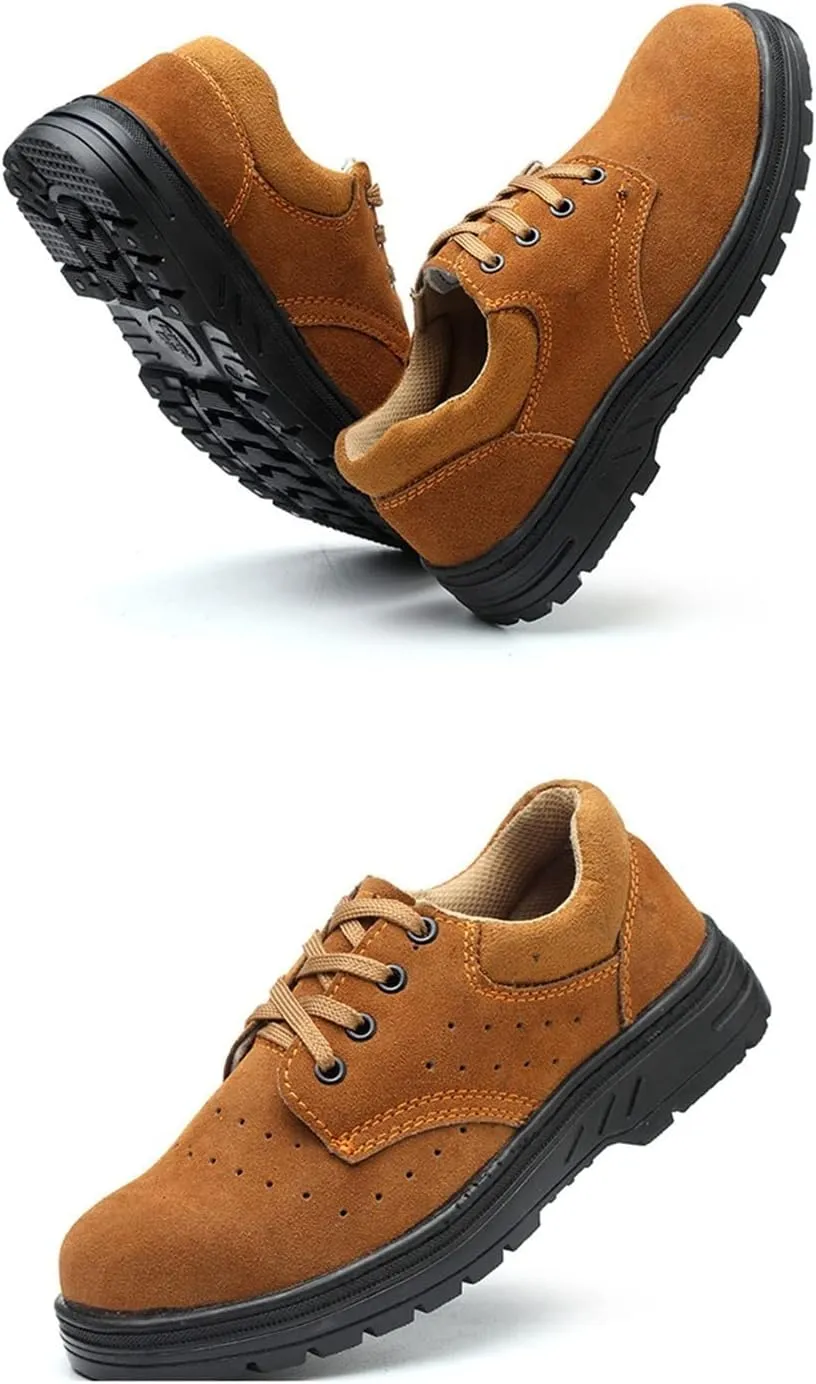 Mens Safety Trainers with Steel Toe Cap Breathable Safety Shoes for Women Lightweight Indistructable Construction (Color : Brown, Size : 8.5 US)