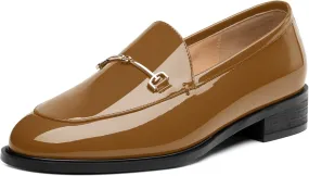 MODENCOCO Womens Loafers Shoes Platform Chunky Low Heel Penny Loafer Comfortable Patent Slip On Work Office Business Casual Fall Dress Shoes Size 12.5