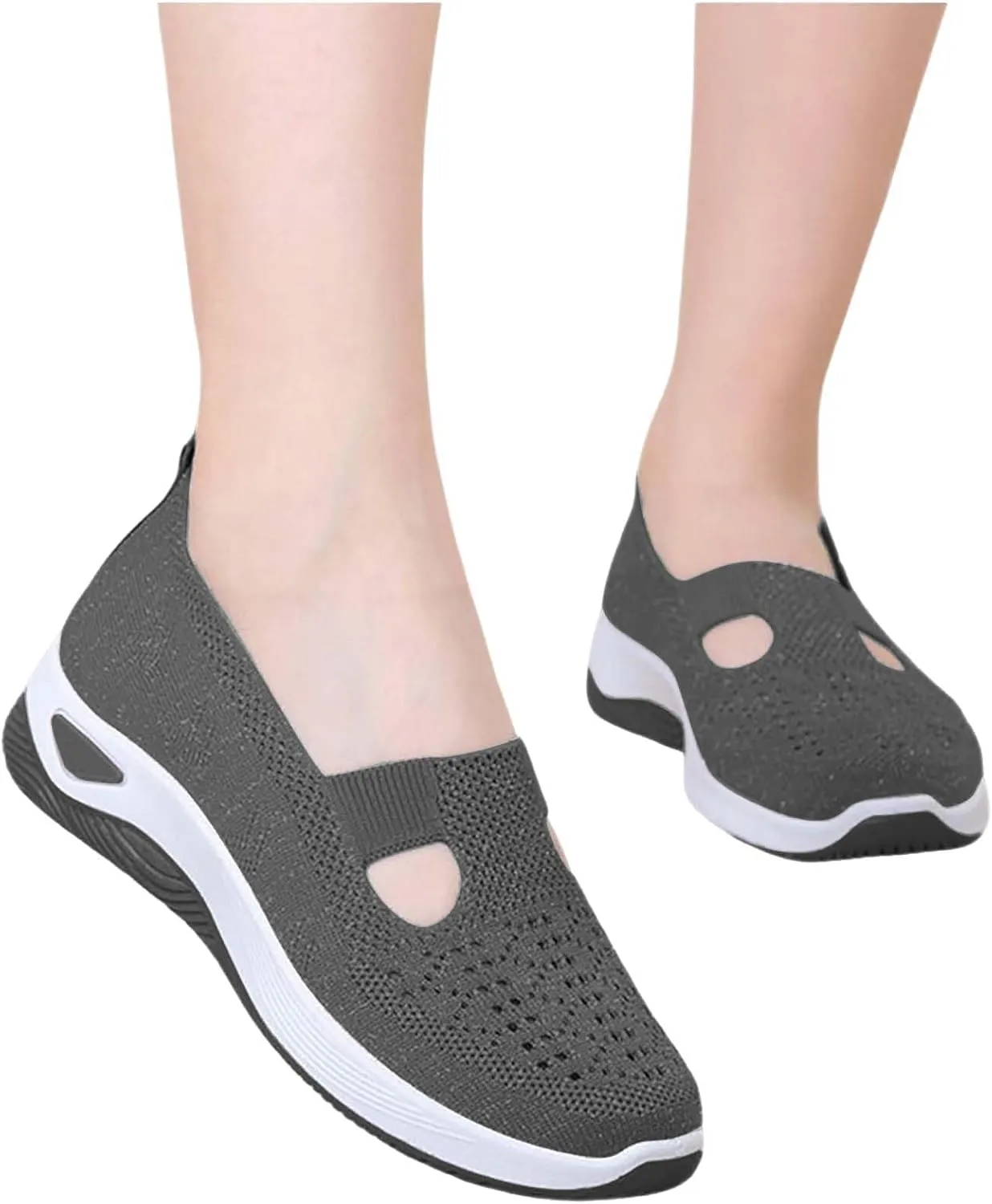Orthopedic Shoes for Women Woven Slip on Walking Running Shoes for Women Fashion Brown Casual Shoes Wedge Sneakers Waterproof Tennis Shoe Loafers Dress Shoe