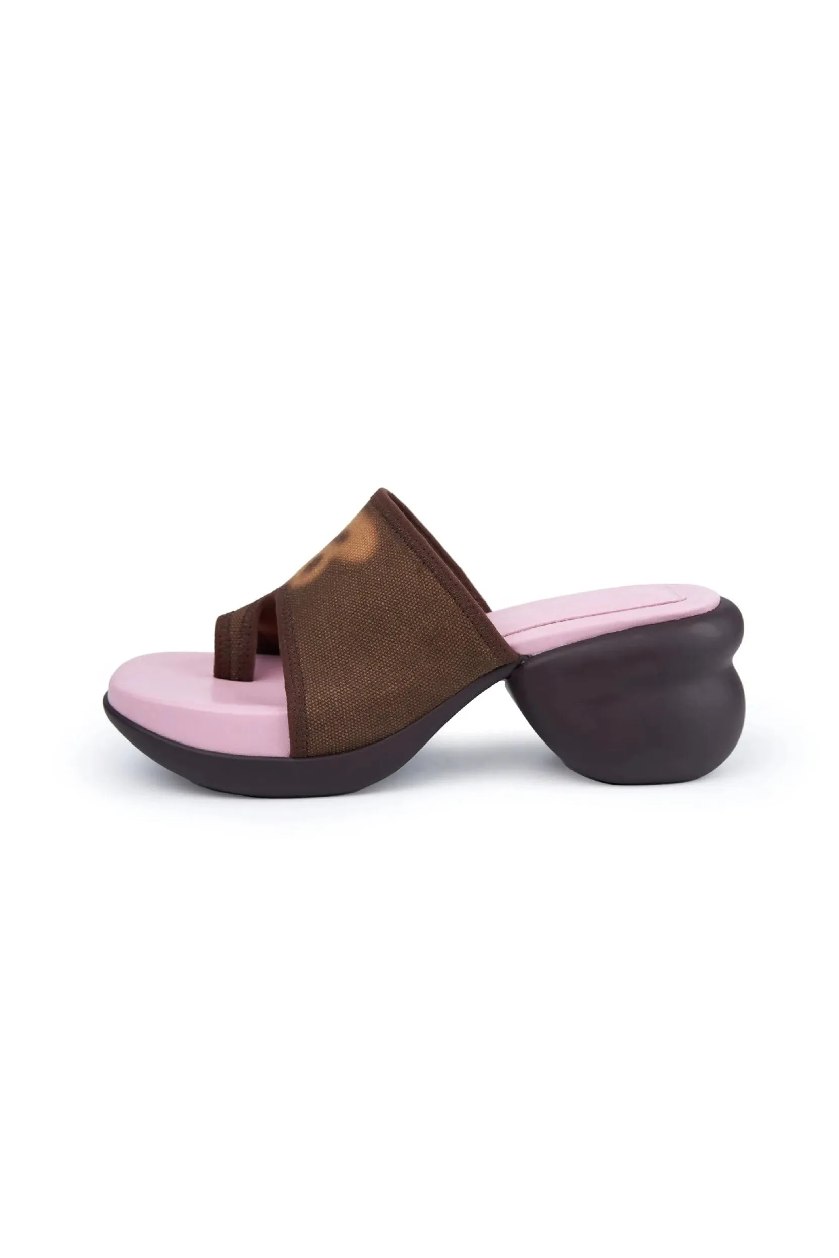 Pink/Brown Asymmetric Split-Toe Sandal