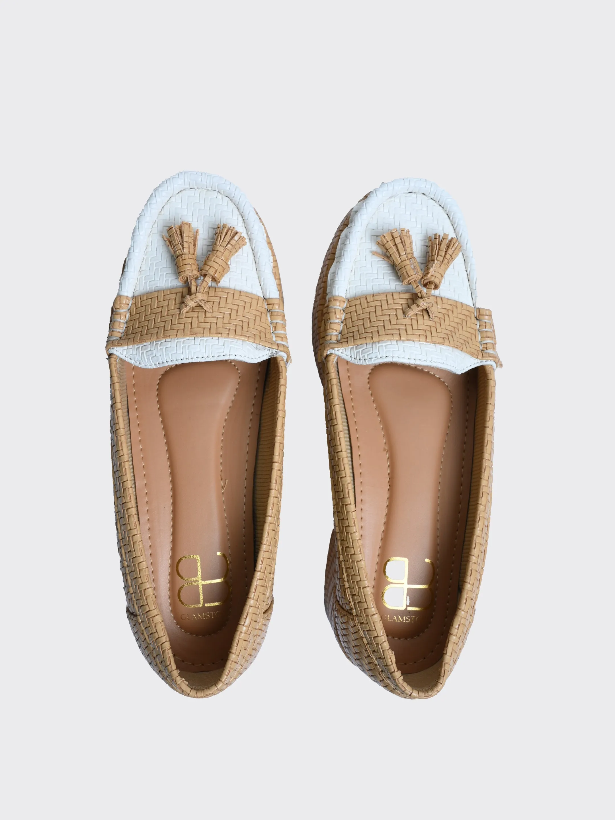 Retrro Textured Vegan Leather Slip-On Beige Loafers