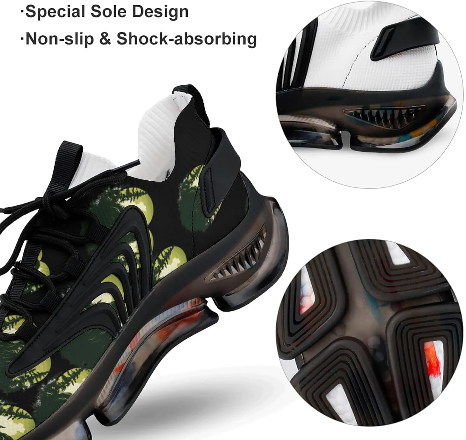 Sasquatch Bigfoot Love Heart Mens Sneakers Running Shoes Lightweight Athletic Shoes for Jogging Walking Gym