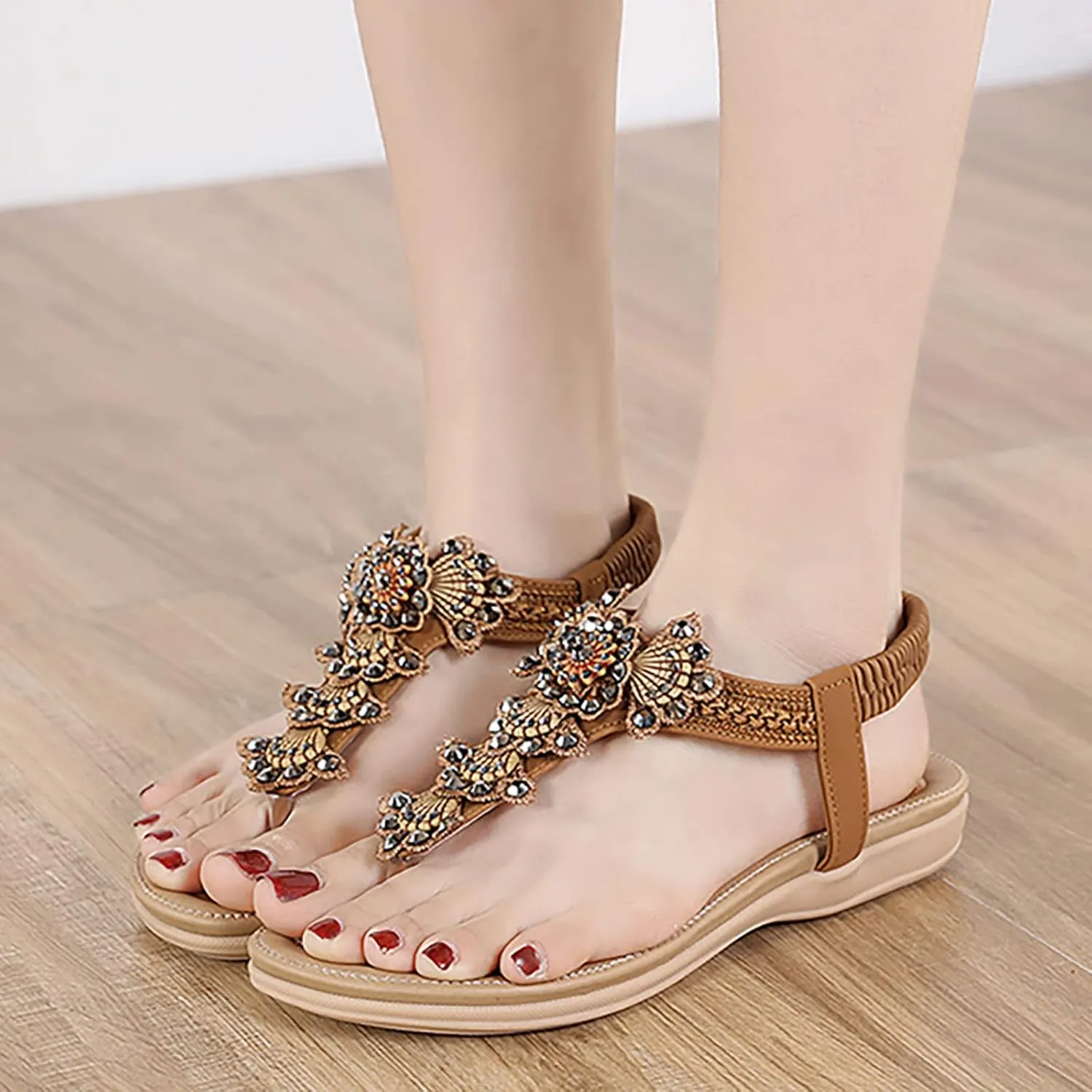 SBGMoSJ Slippers for Women Plantar Fasciitis Orthopedic Wedges for Women Comfortable Wedges for Women Soft High Heel Sandals for Women Comfortable Womens Flip Flops Gold Sandals Women