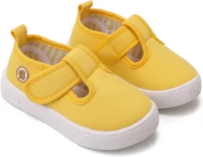 Toddler Girls T-Strap Canvas Sneakers for Little Kids Classical Comfortable Mary Jane Canvas Flats, Non-Slip Casual Canvas Sneaker for Girls