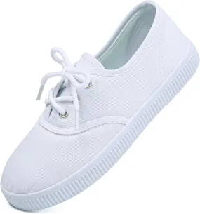 Toddler Kids White Canvas Shoes for Boys Girls Sneakers Slip-on Comfortable Fashion Light Weight Skin-Friendly Causal Running Tennis Shoes (Toddle/Little Kids/Big Kids)