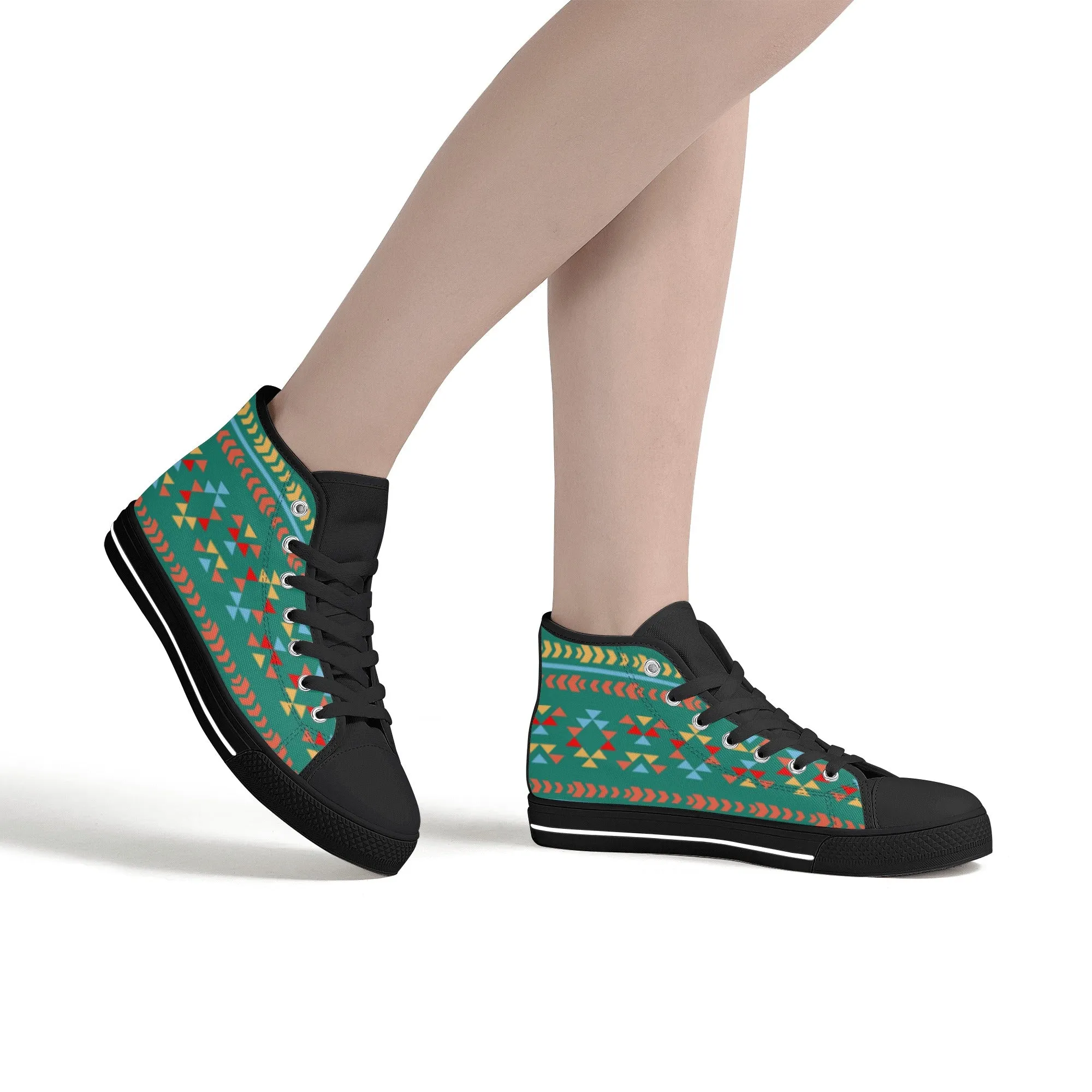Women's High Top Canvas Shoes River Valley Southwestern Print