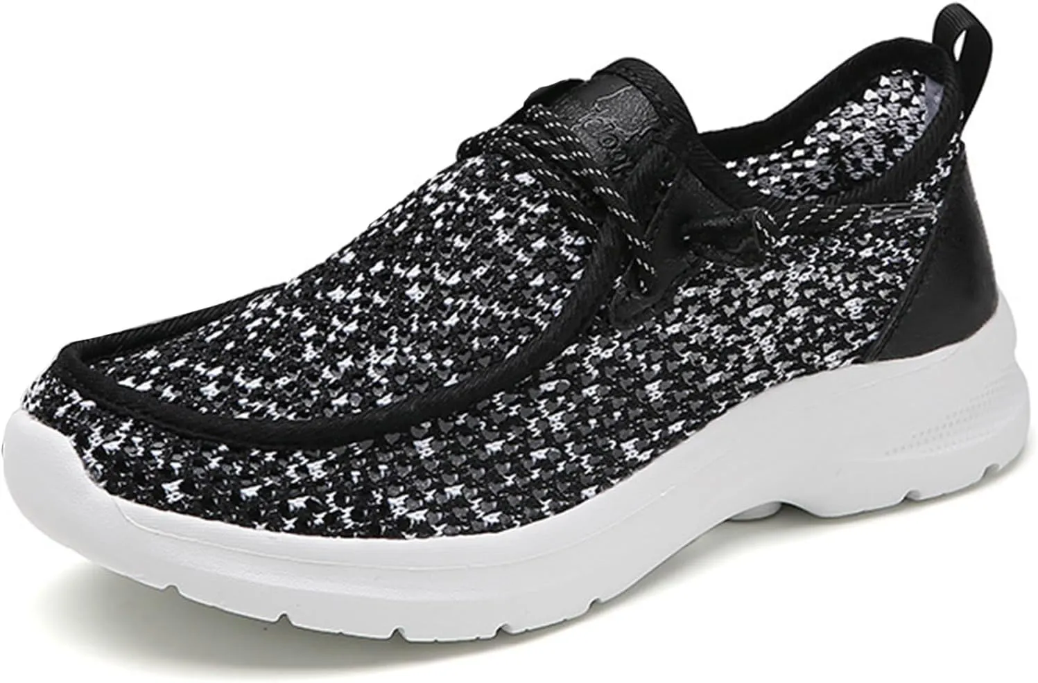 Women's Men's Canvas Slip On Loafers Unisex Round Toe Shallow Mouth Lace Up Casual Boat Shoes Comfortable Breathable Lightweight Walking Shoes