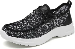 Women's Men's Canvas Slip On Loafers Unisex Round Toe Shallow Mouth Lace Up Casual Boat Shoes Comfortable Breathable Lightweight Walking Shoes