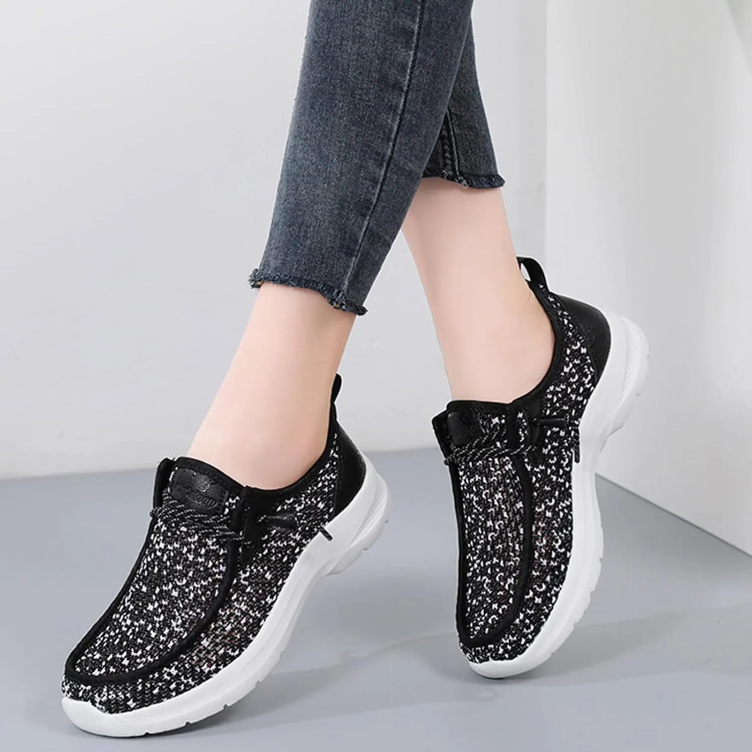 Women's Men's Canvas Slip On Loafers Unisex Round Toe Shallow Mouth Lace Up Casual Boat Shoes Comfortable Breathable Lightweight Walking Shoes
