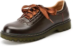 Women's Retro Round Toe Loafers with Silk Ties, Thick Soles, and Chunky Heels for School Or Work - Women's Single Shoes