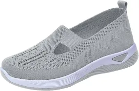Women's Woven Orthopedic Breathable Soft Shoes Tennis Shoes Womens Comfortable White Casual Shoes Slip On Sneakers White Tennis Shoe Cross Trainer Shoe